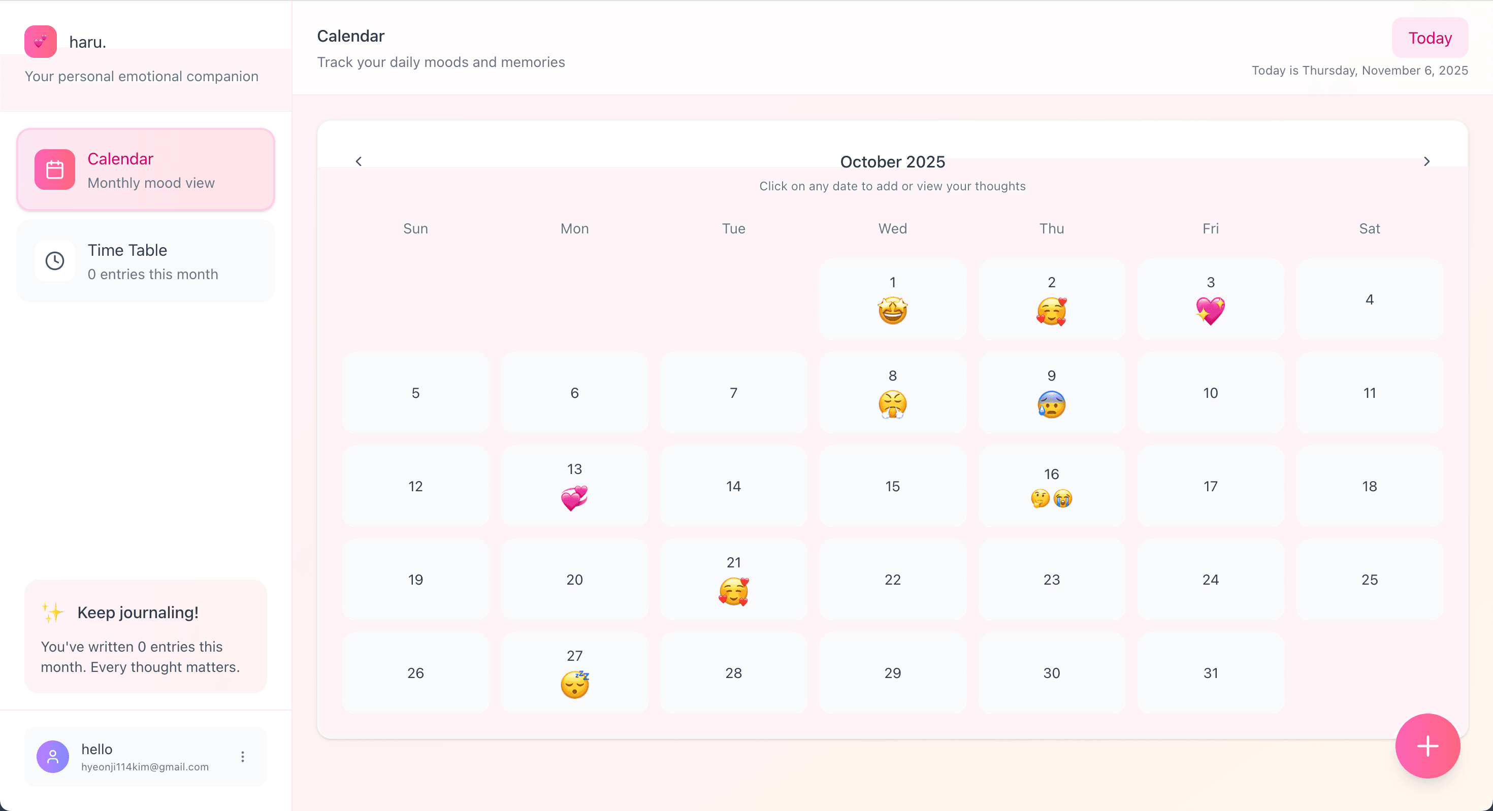 haru app calendar view